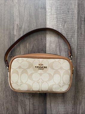 NWOT Coach Beige Signature Canvas mini with Brown Trim